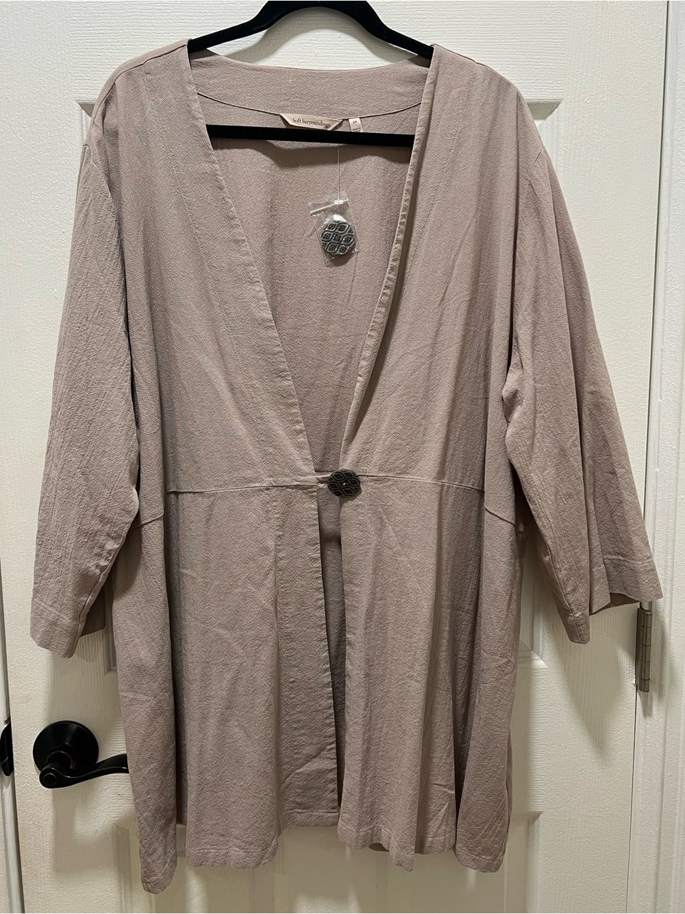 NWOT Soft Surroundings 100% Cotton Single Button Cardigan Jacket | Taupe Size 2X